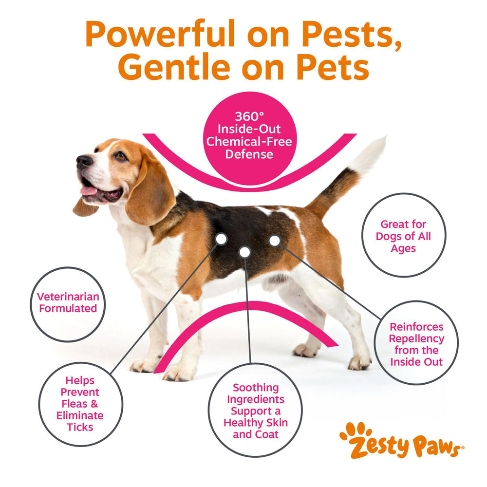 Zesty Paws garlic ingredient closeup highlights a key pest-repellent component.