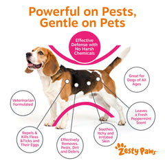 Zesty Paws ingredients cedarwood rosemary peppermint, natural aroma during wash.