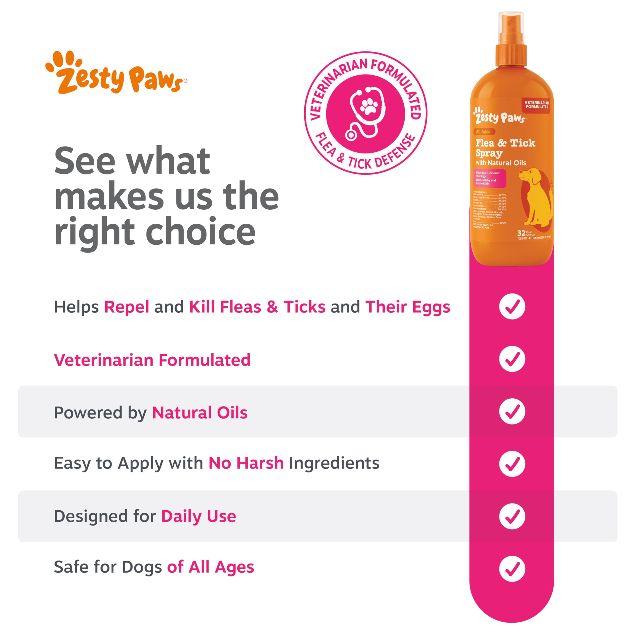 Zesty Paws flea-tick-spray bottle with spray nozzle
