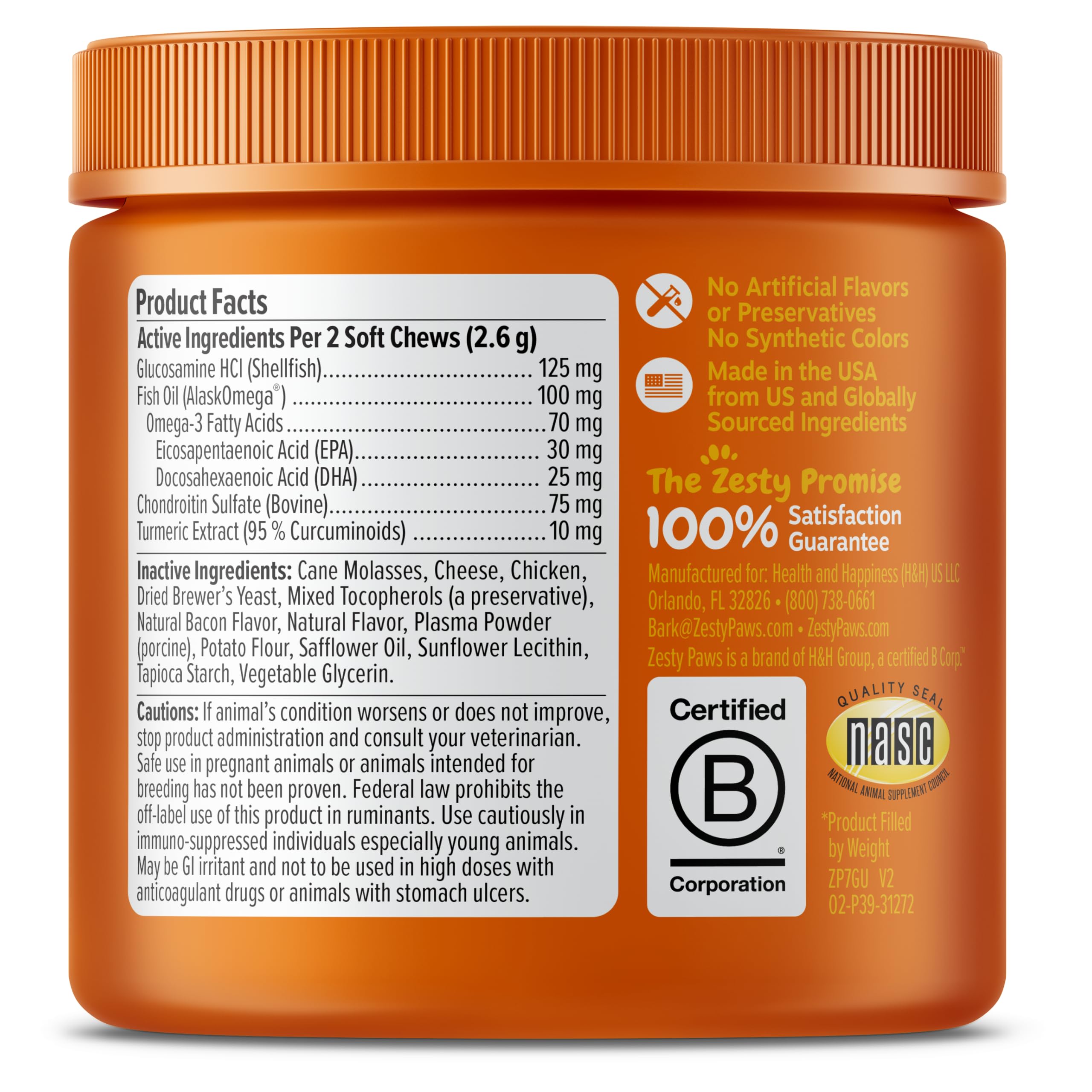 Zesty Paws glucosamine chondroitin chews for normal cartilage and joint function