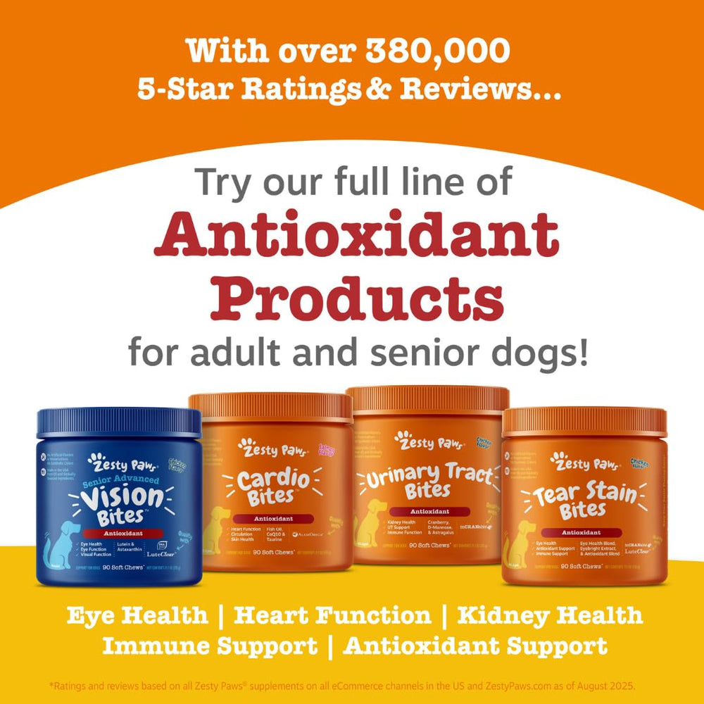 Zesty Paws Hawthorn Berry and Vitamin E blend—nutrient-rich heart-friendly ingredients.