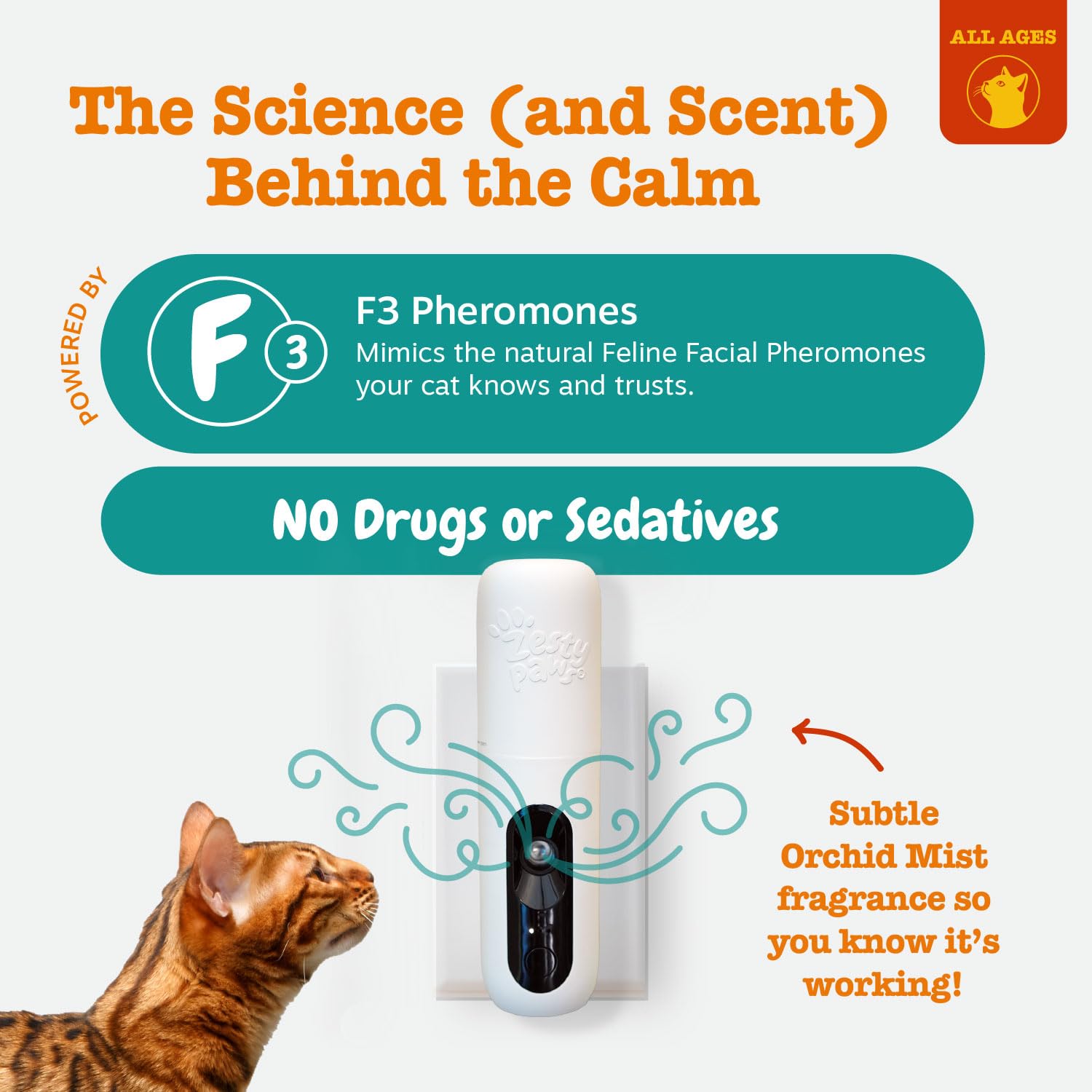 Zesty Paws heat-free cat diffuser operating safely without heat