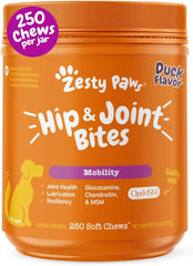 Zesty Paws hip and joint chews bottle for daily mobility support