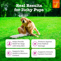 Zesty Paws Itch Relief chews in chicken flavor for tasty allergy support.