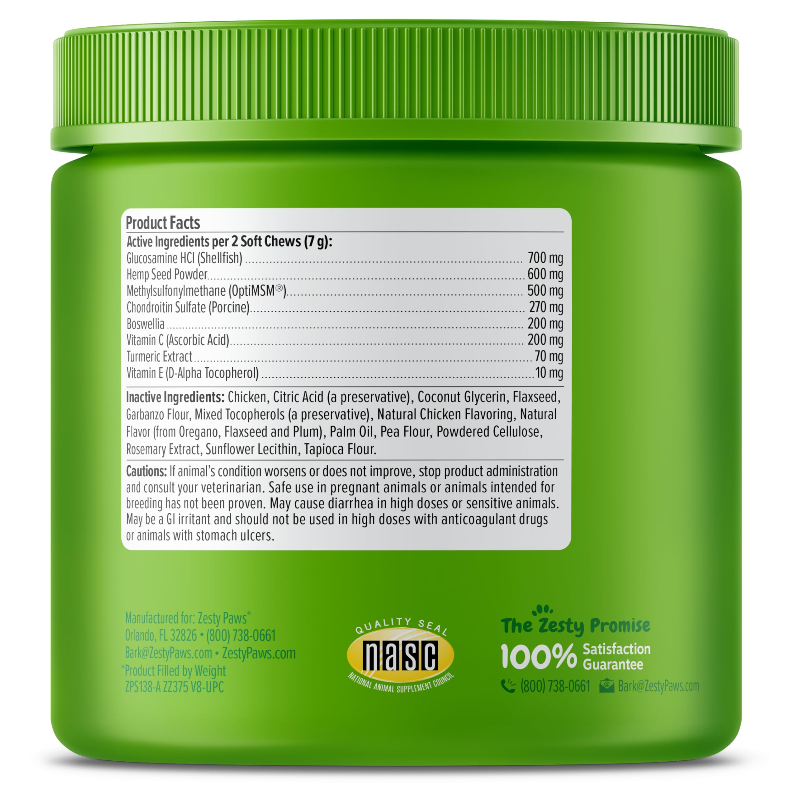 Zesty Paws Mobility Bites hemp seed inclusion for fatty acids