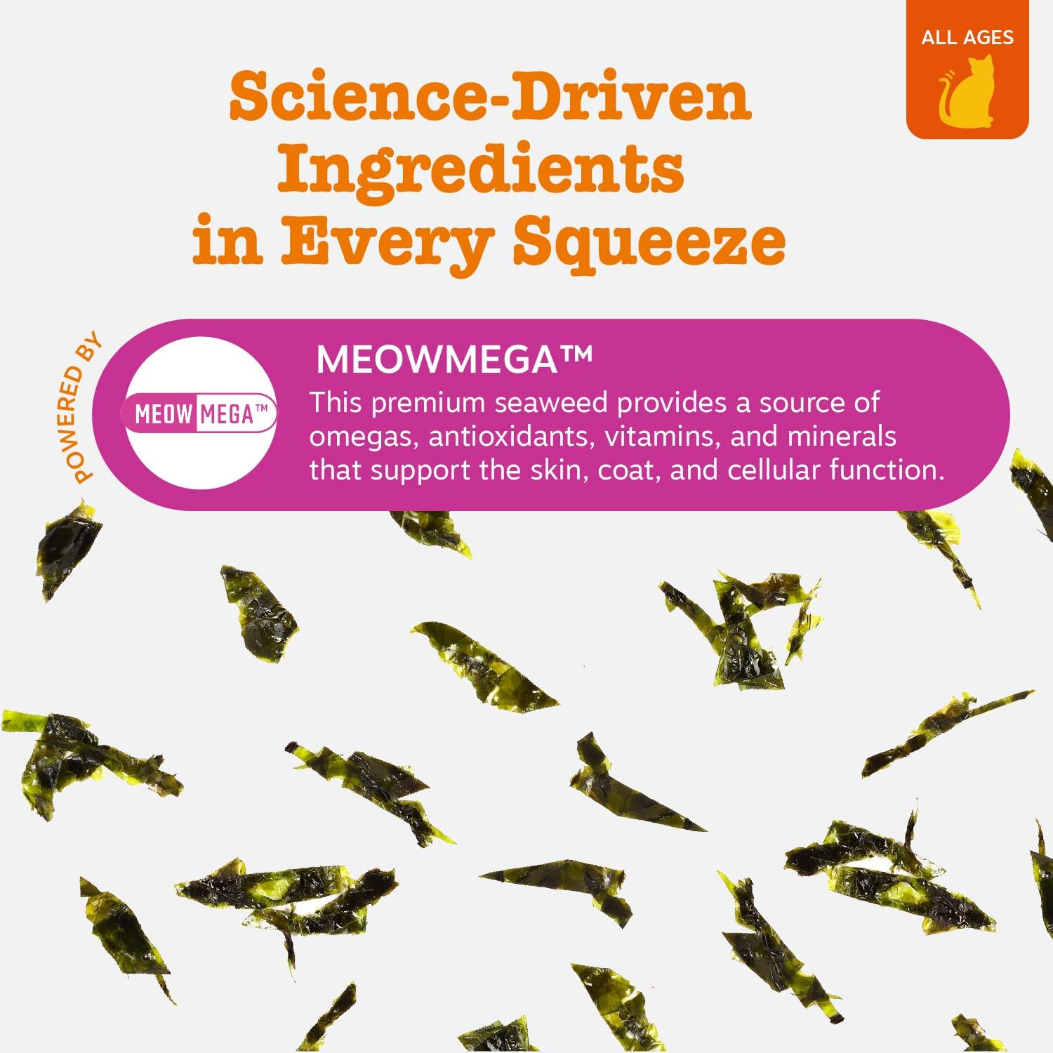 Zesty Paws Omega Cat Mousse cat licking treat demonstrates quick reward