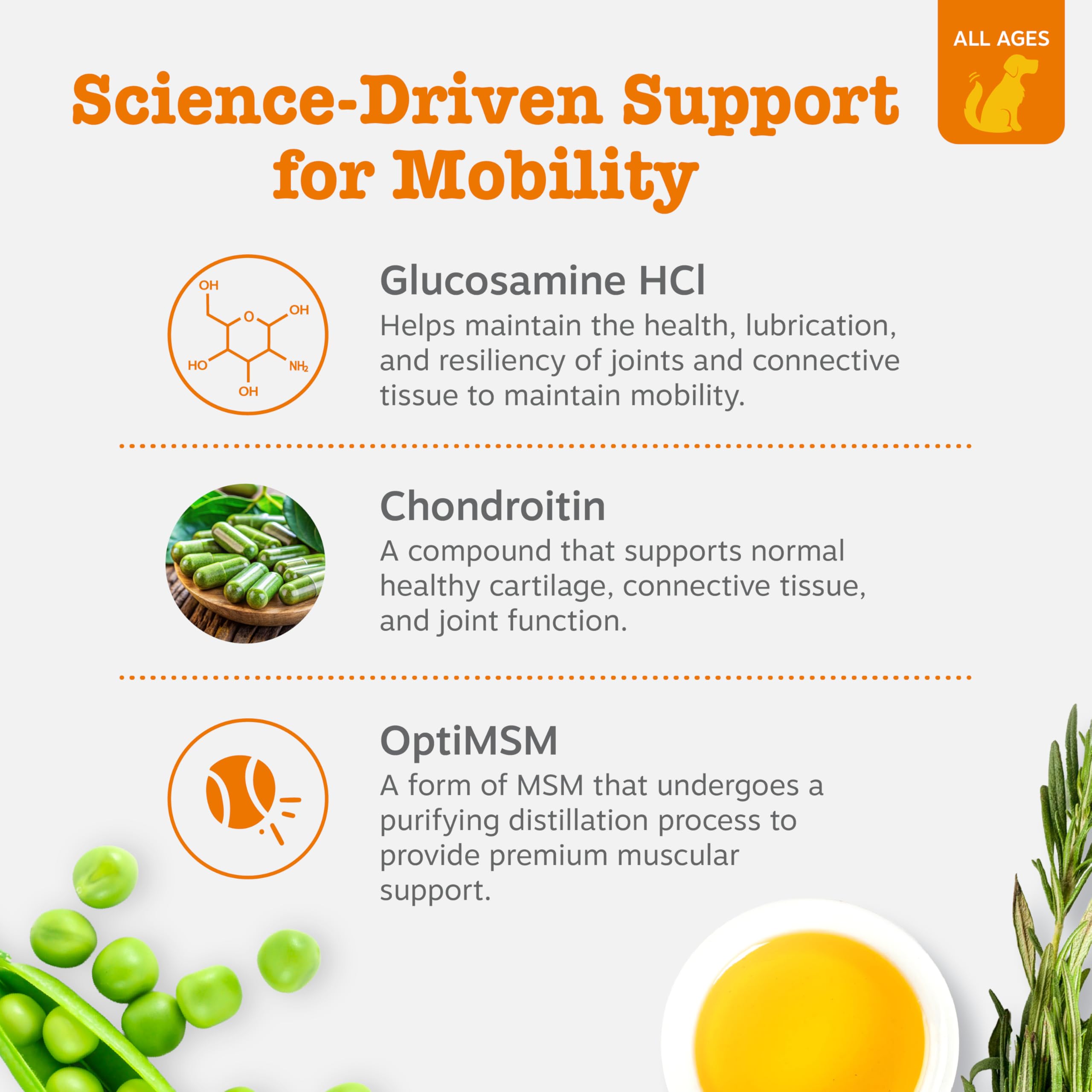 Zesty Paws OptiMSM enriched chews emphasizing muscle flexibility