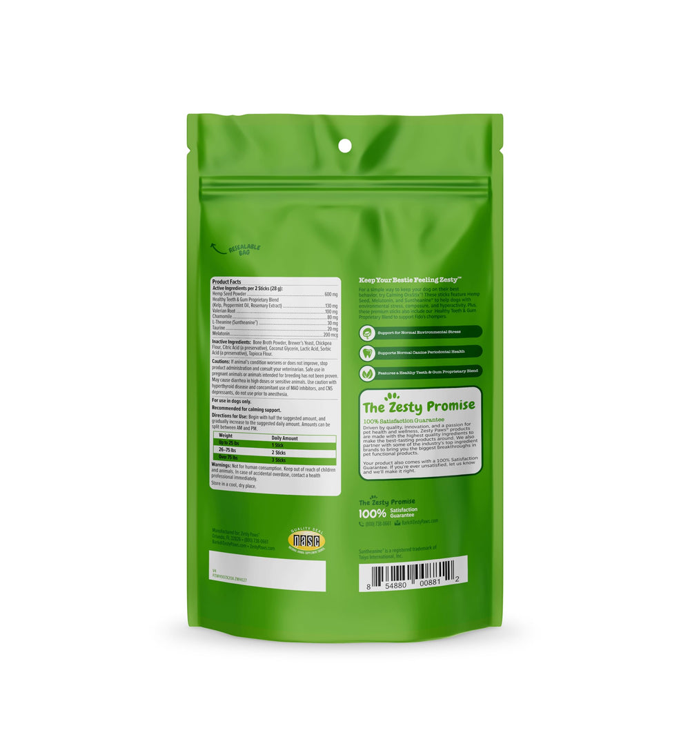 OraStix label highlights hemp and chamomile ingredients