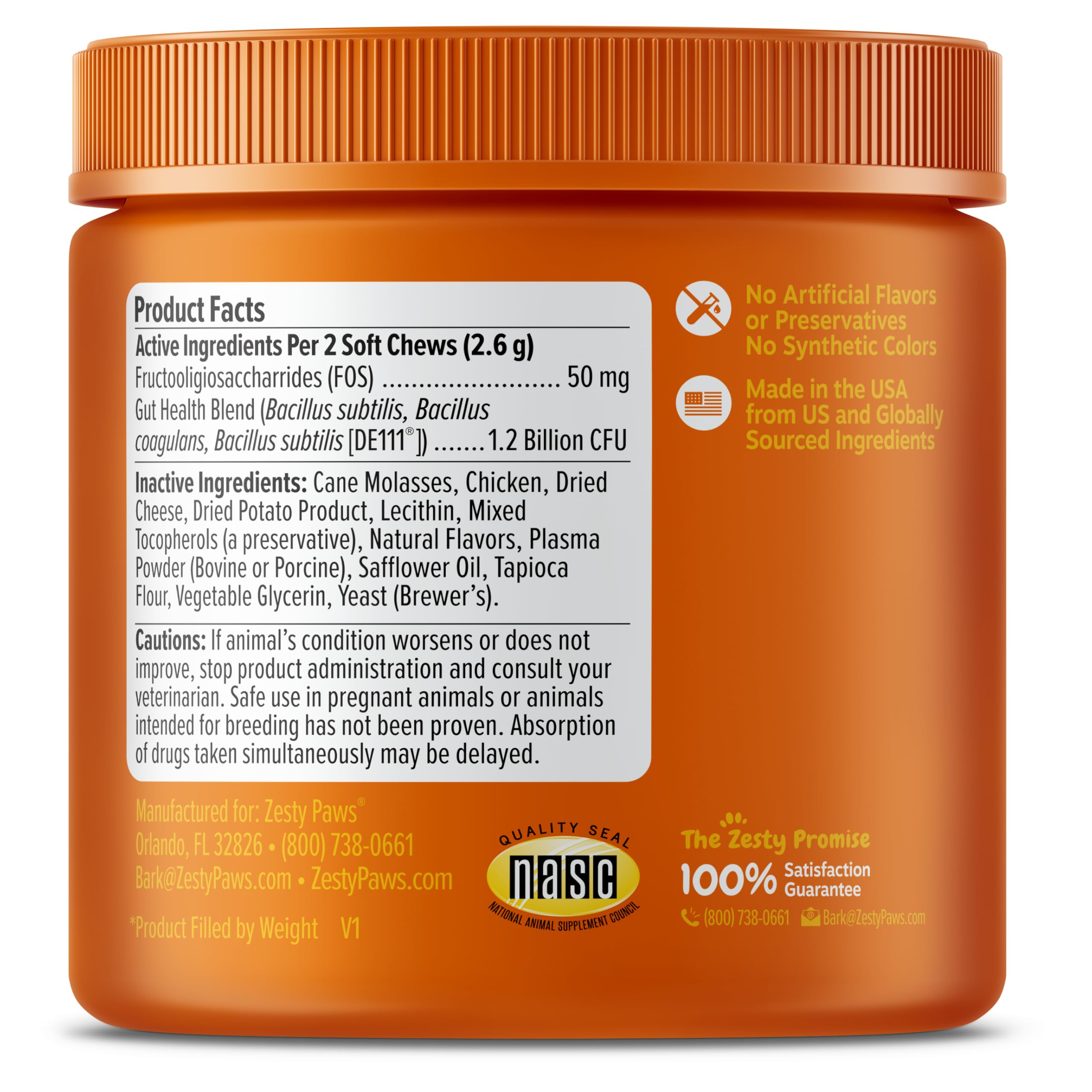 Zesty Paws Probiotic Bites bottle and packaging; trusted feline digestive support.