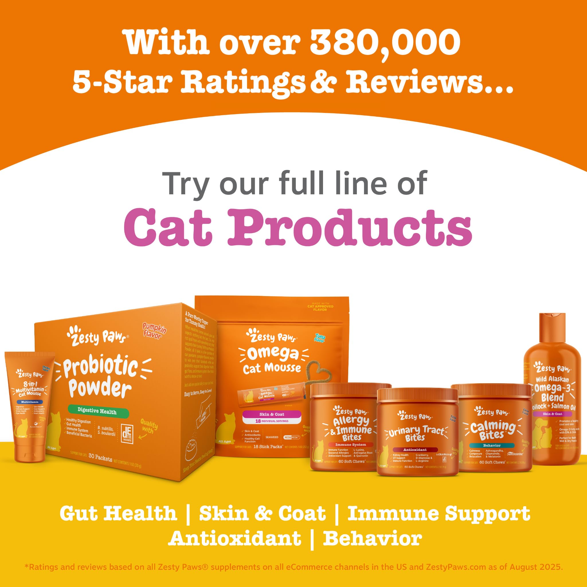 Zesty Paws Probiotics immune support graphic for cats.