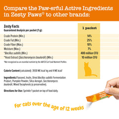 Mixing powder into wet cat food for convenient daily use with Zesty Paws.
