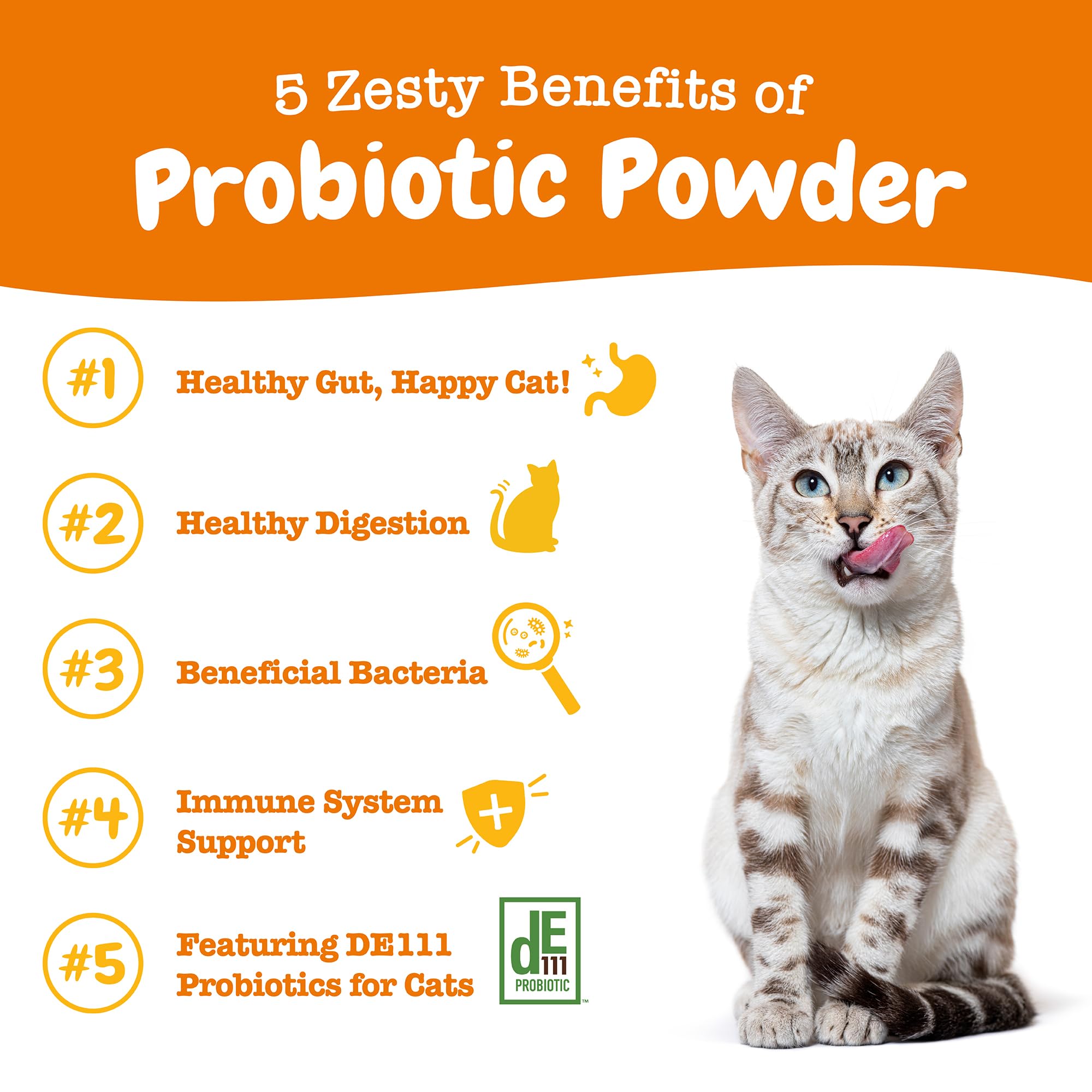 Zesty Paws Probiotics for Cats pumpkin-flavored powder for daily support.