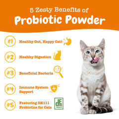 Zesty Paws Probiotics for Cats pumpkin-flavored powder for daily support.