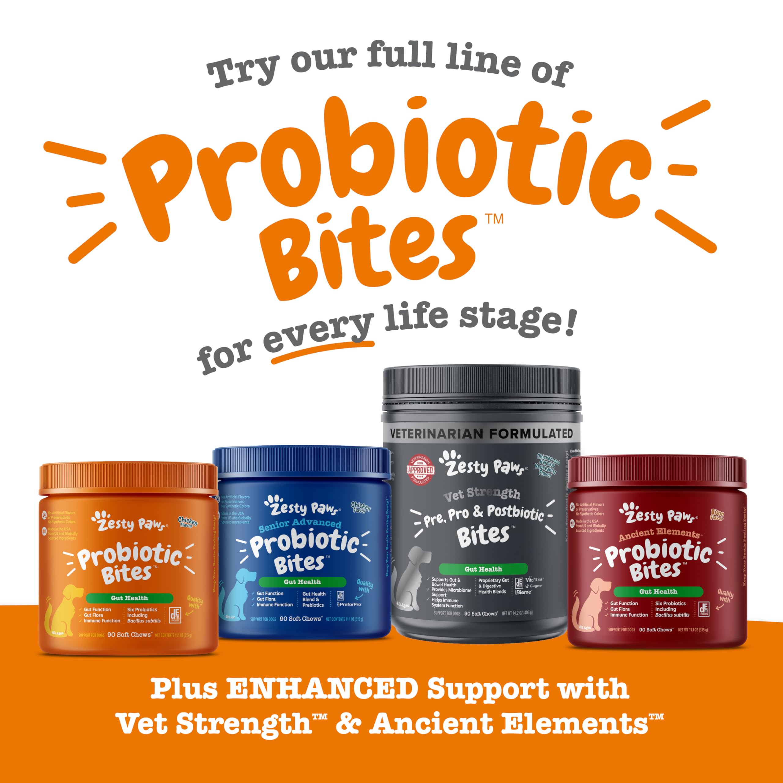 Immune-support motif in Zesty Paws packaging suggesting pet wellness.