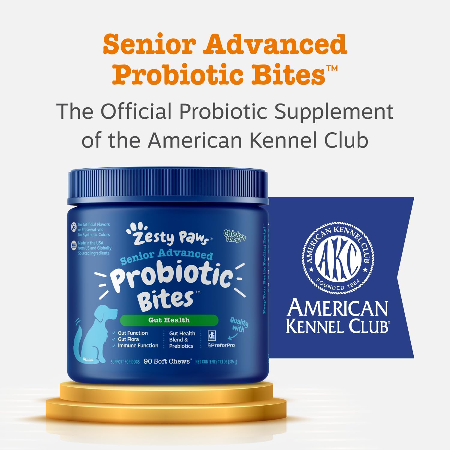Zesty Paws digestive health formula; chewable probiotics for dogs.