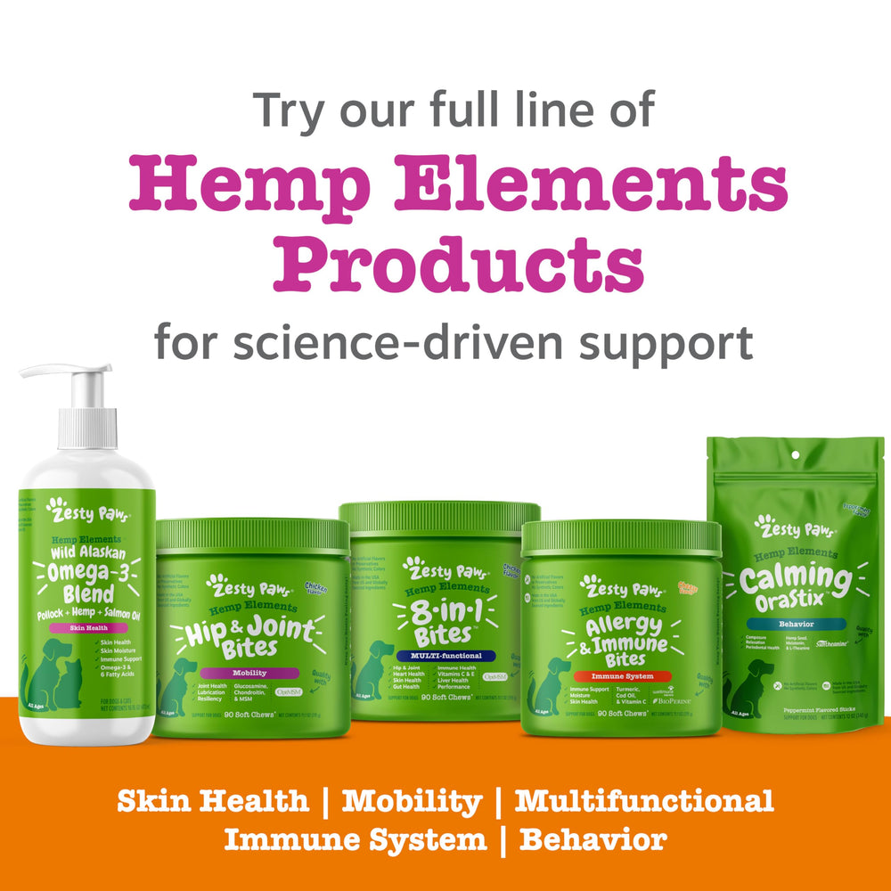 Zesty Paws Salmon Omega Oil for dogs and cats supports daily use.