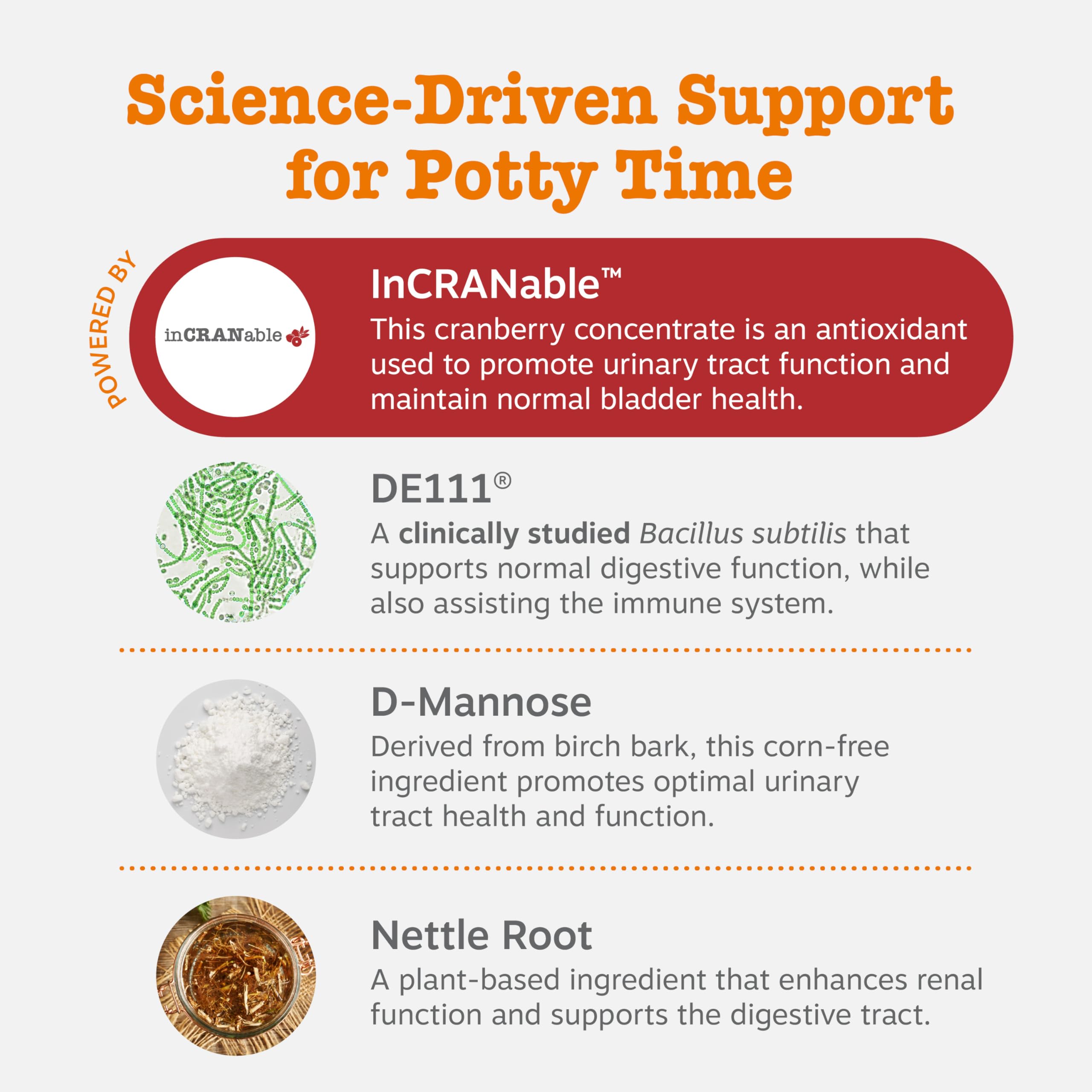 Ingredients panel for Zesty Paws Senior Cranberry reveals immune and digestive support components.