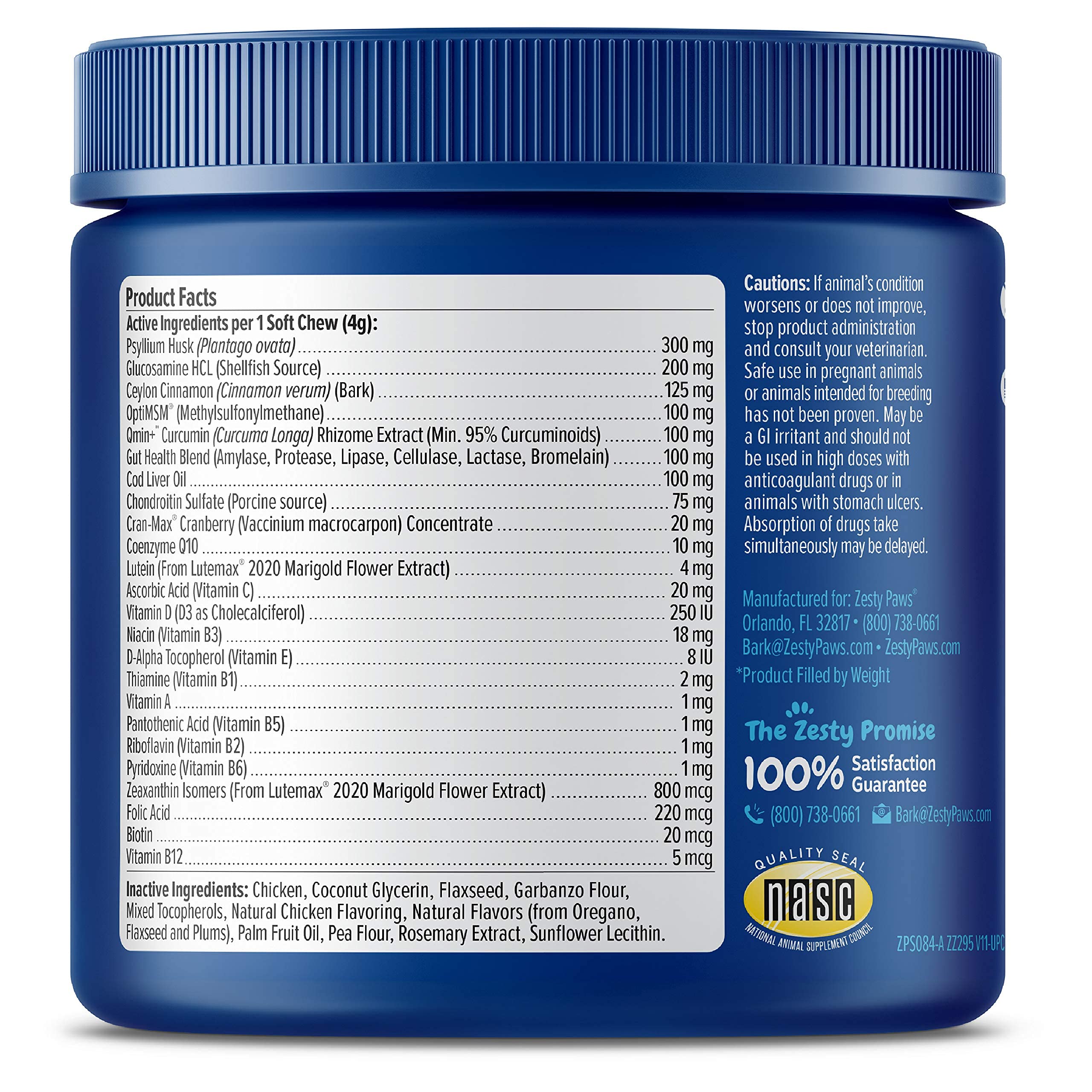 Zesty Paws joint support focus with Turmeric and Glucosamine