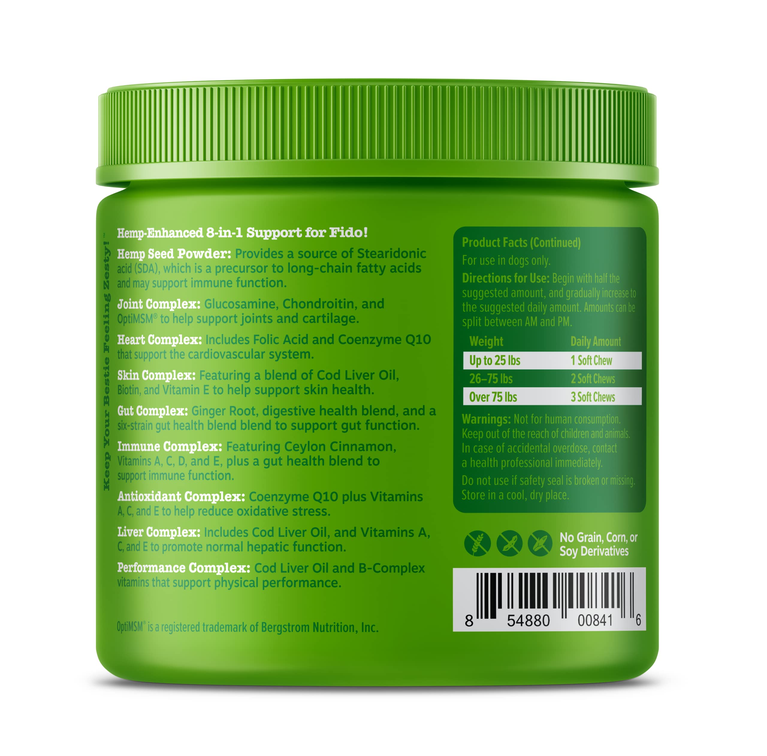 Zesty Paws skin and coat health treats emphasize sensitive skin support.