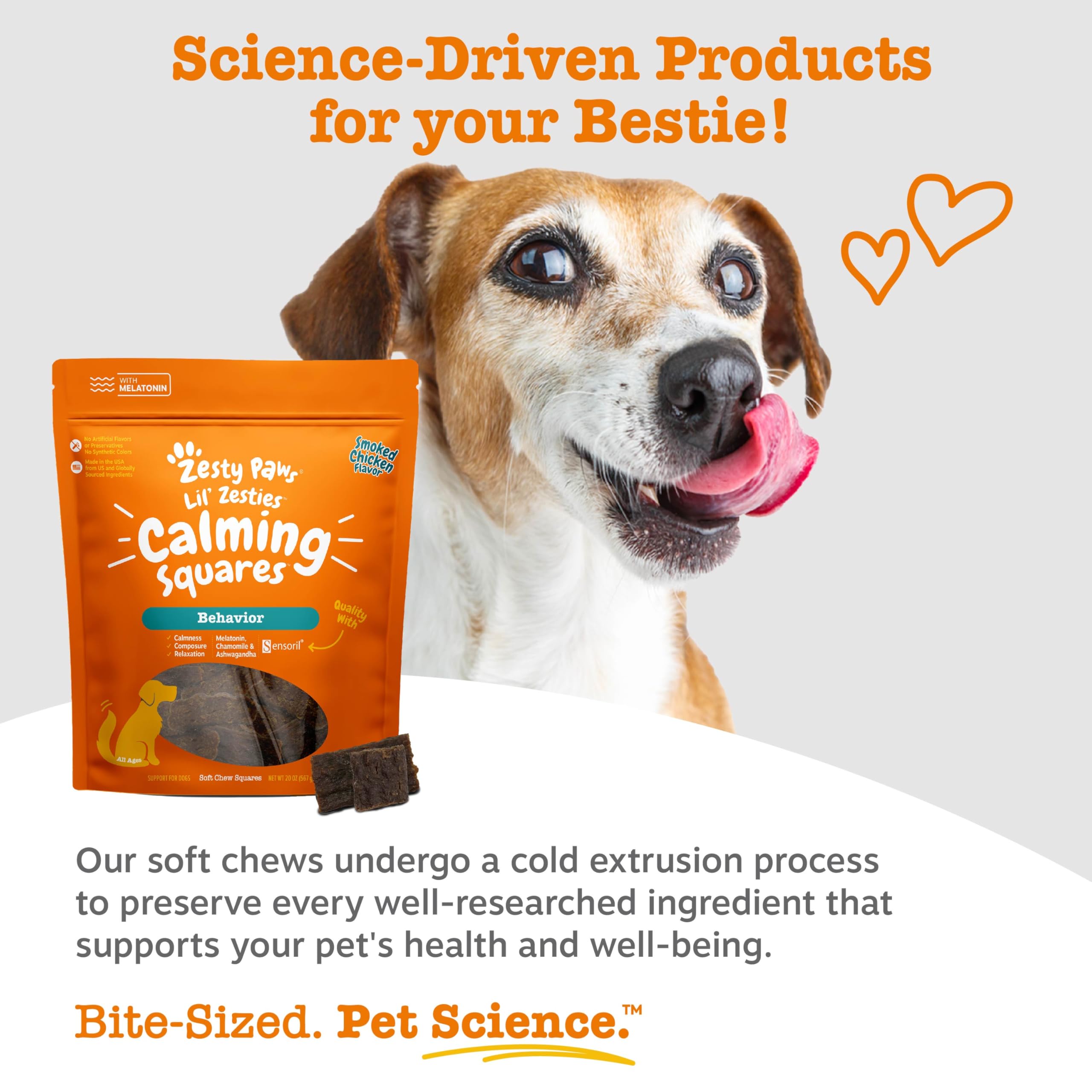 Dog calm during thunderstorm use with Zesty Paws chews