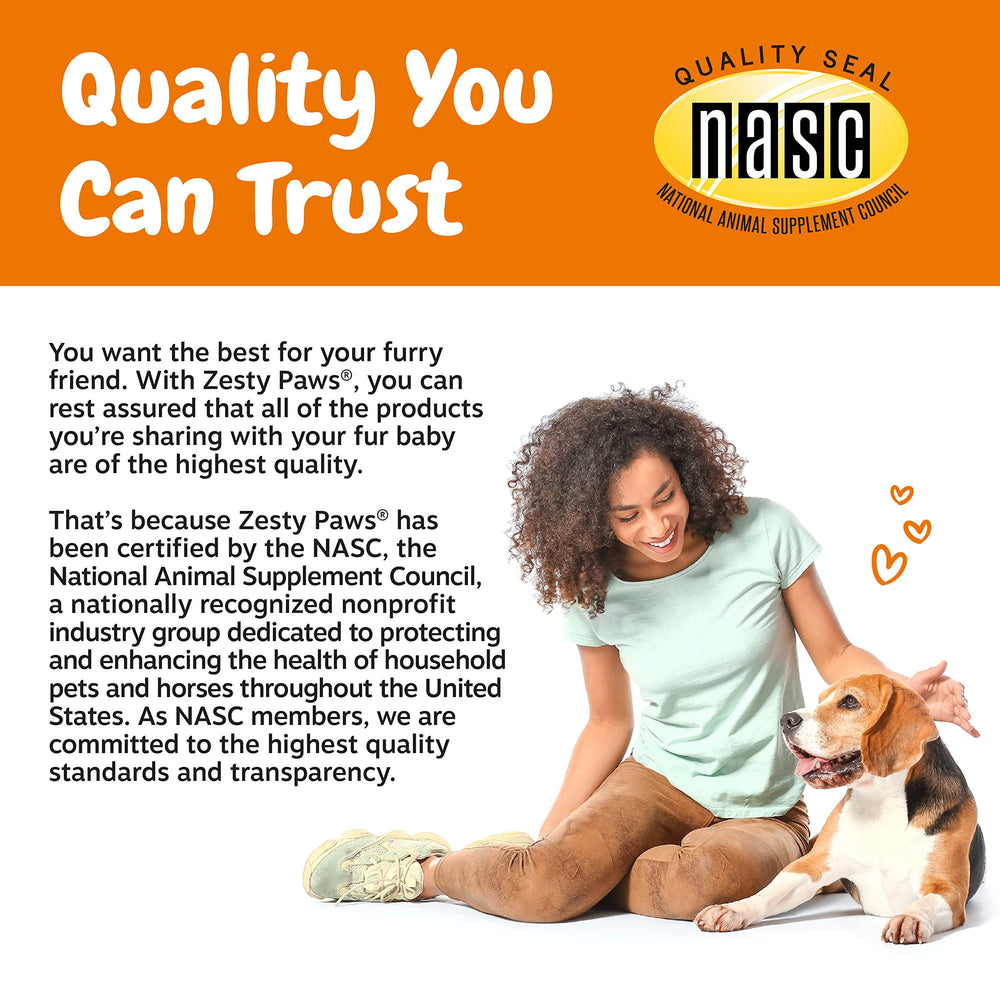 Dog enjoys Zesty Paws Vet Strength Mobility Bites chews