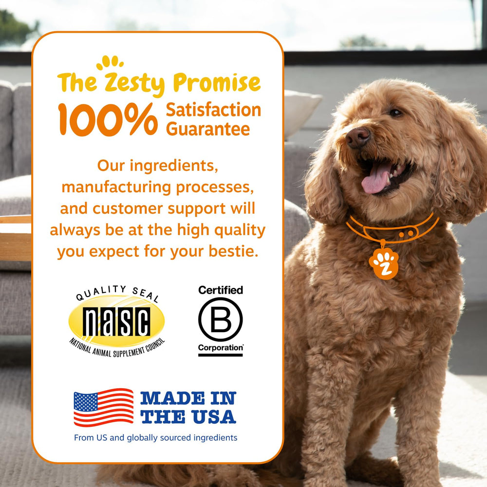 Zesty Paws Vet Strength Probiotics clinical formula concept image