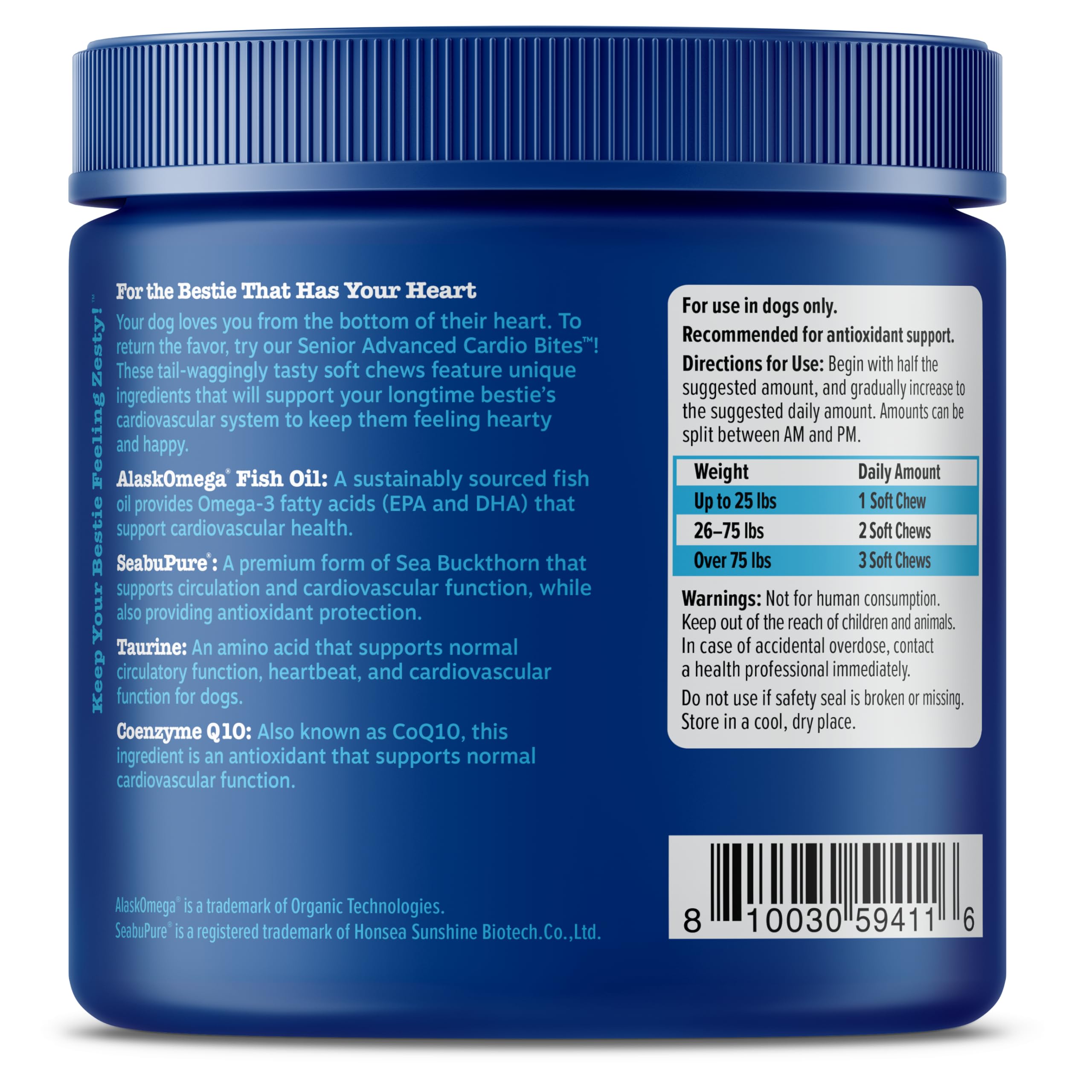 Zesty Paws vitamin E for antioxidant protection in senior dogs.