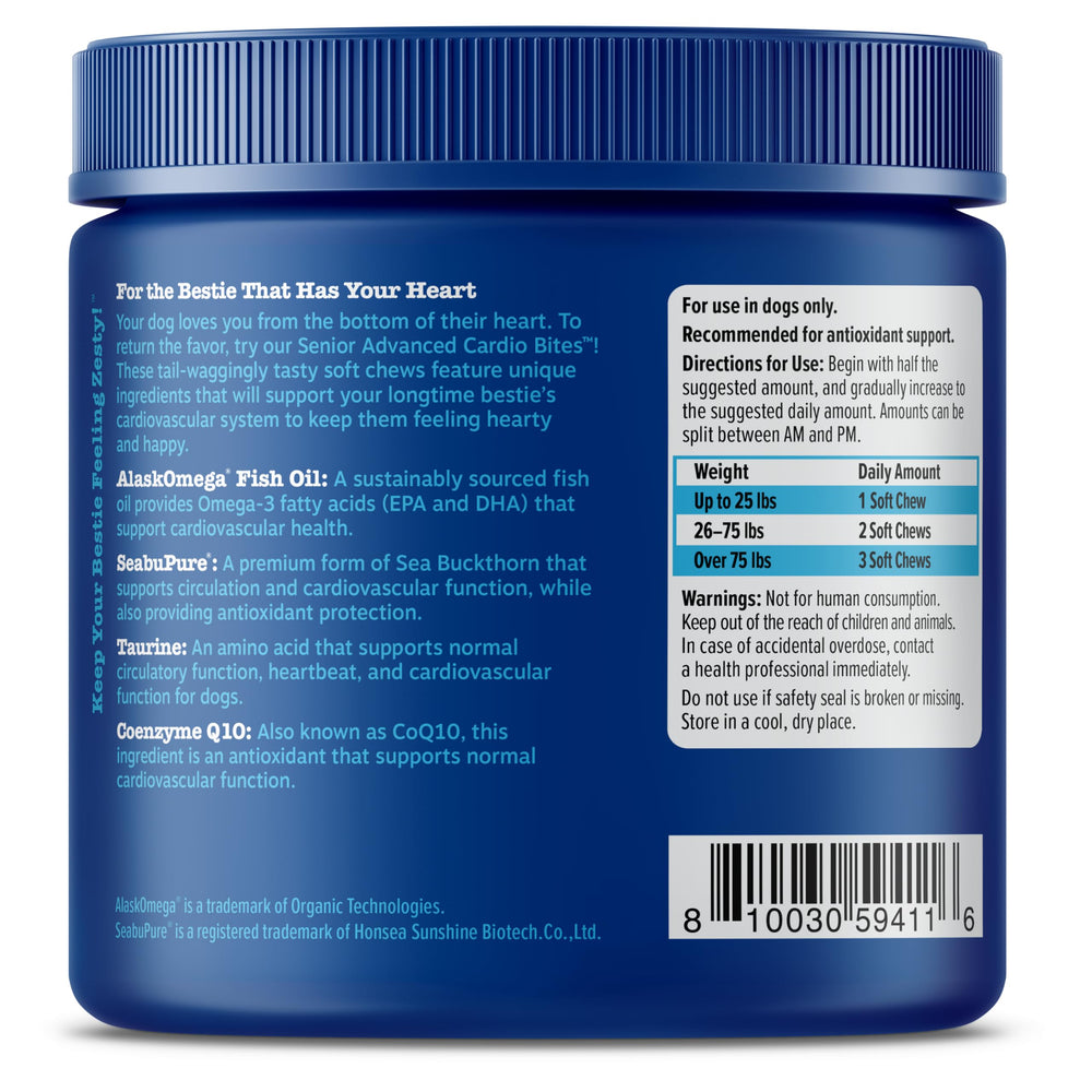 Zesty Paws vitamin E for antioxidant protection in senior dogs.