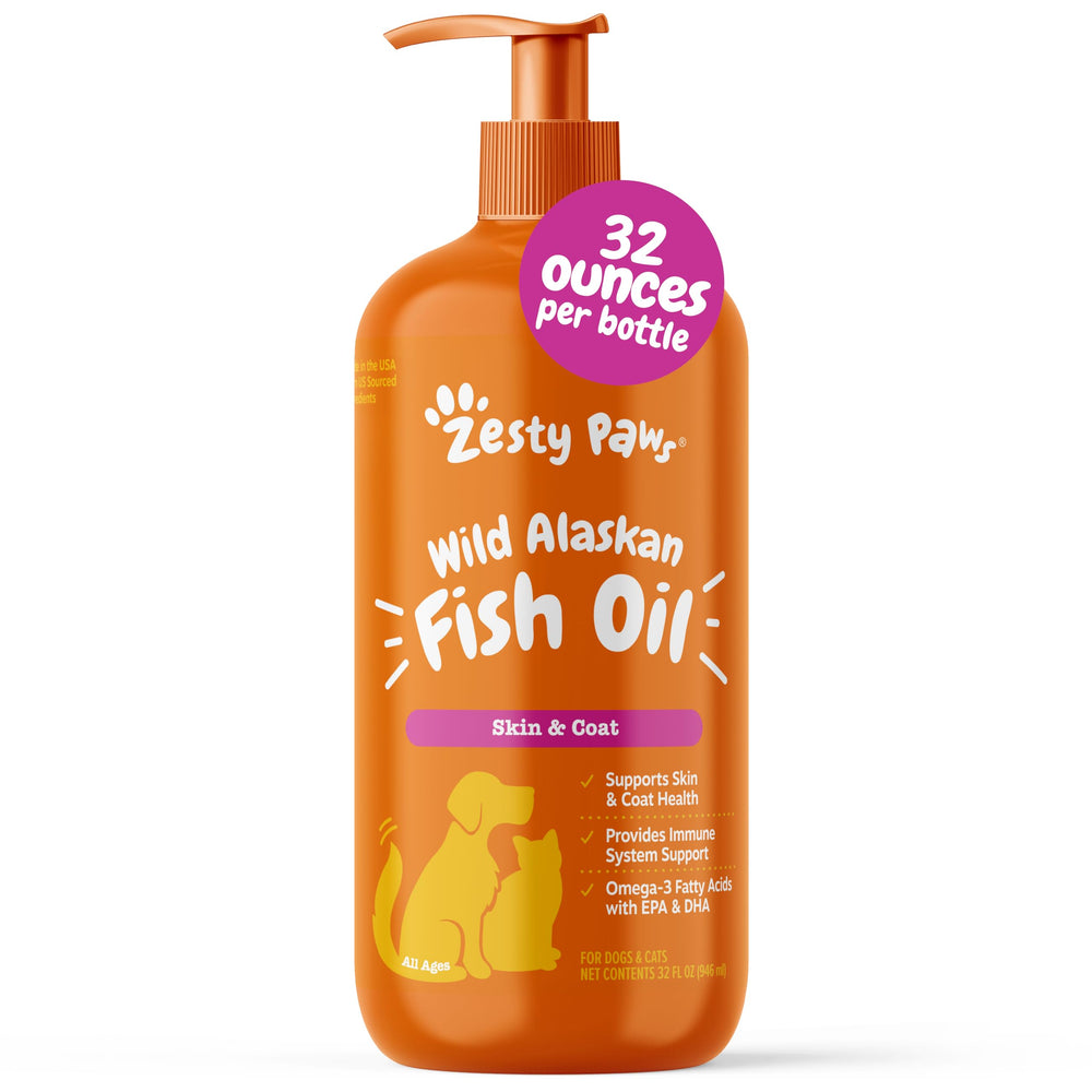 Zesty Paws fish oil bottle pour for pet omega boost