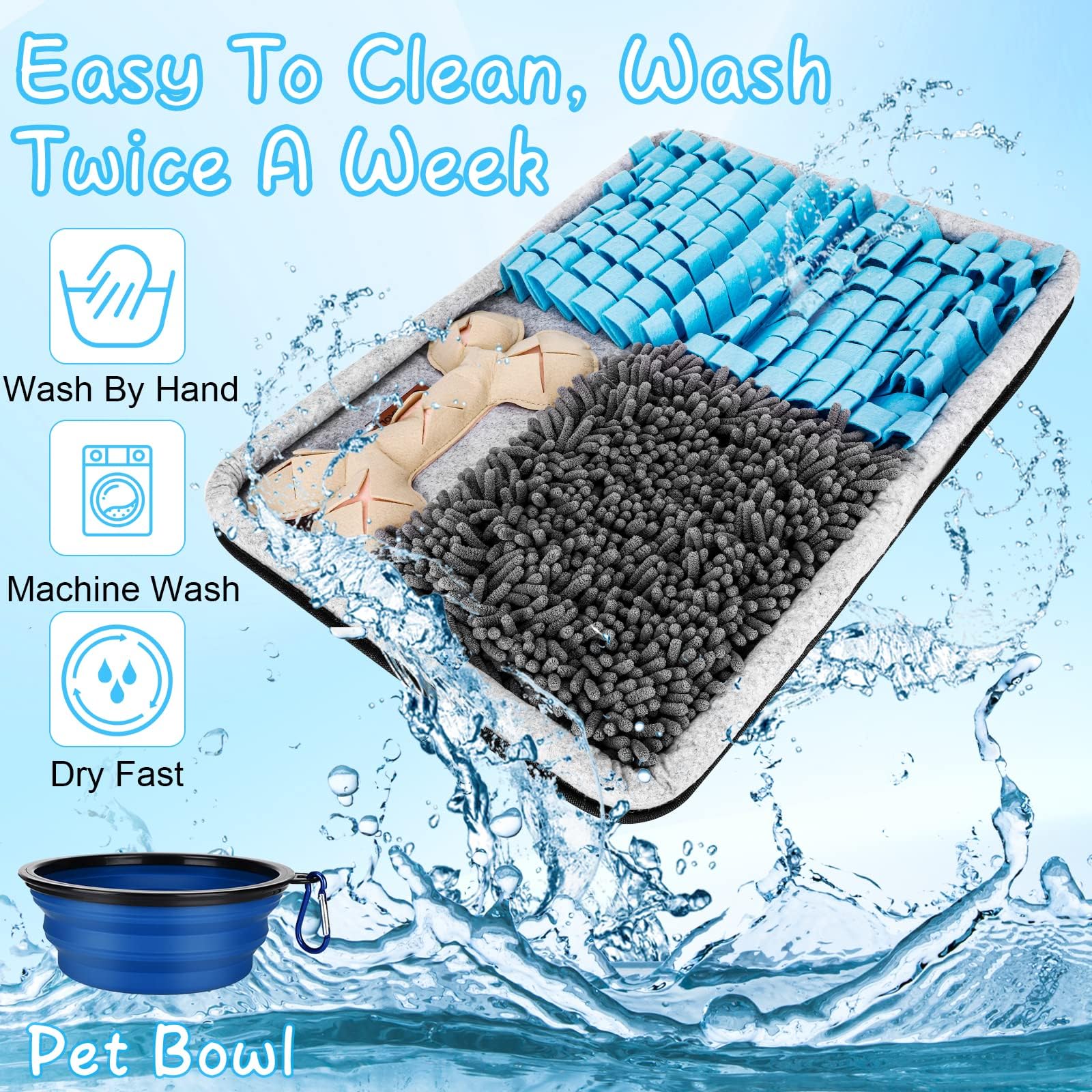 ZGXIAOLE Snuffle Mat easy-clean fleece surface, machine washable.