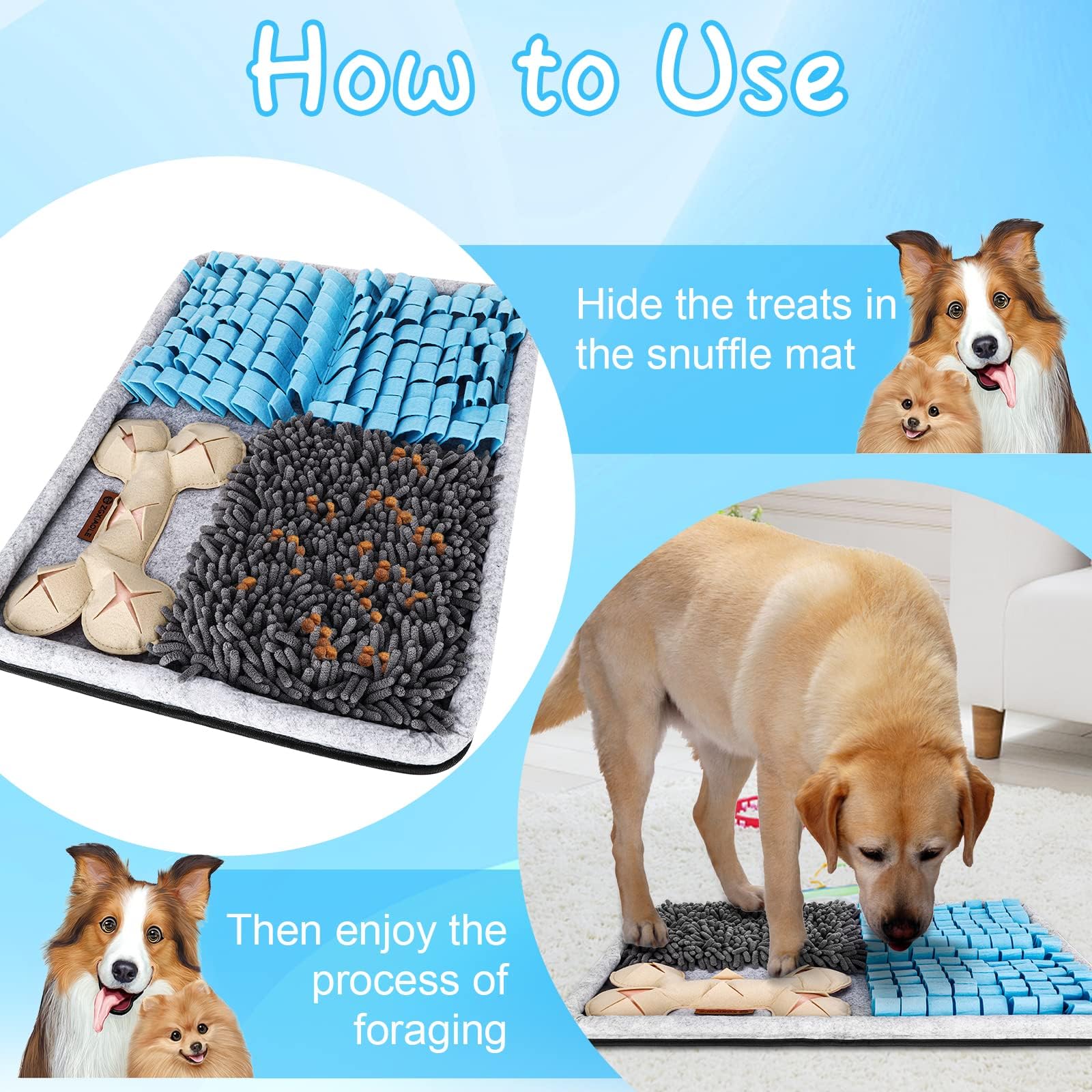 ZGXIAOLE Snuffle Mat foldable-and-portable design for travel and storage.