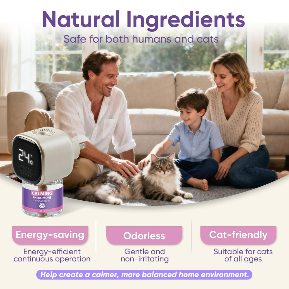 ZHANGK cat calming diffuser in a cozy bedroom scene