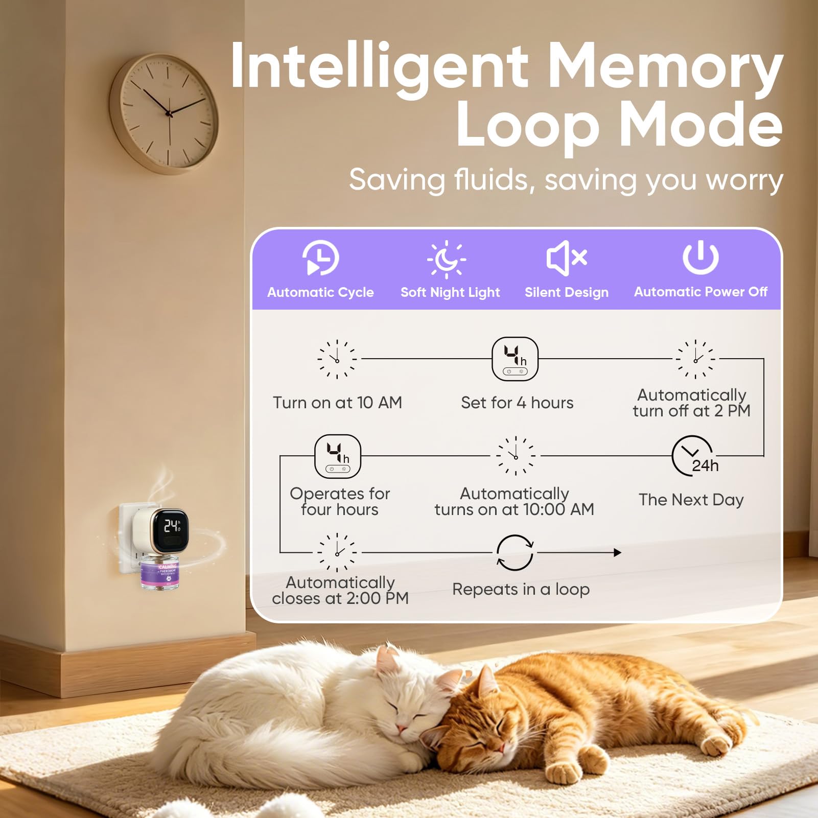 ZHANGK diffuser showing smart timer control for easy scheduling
