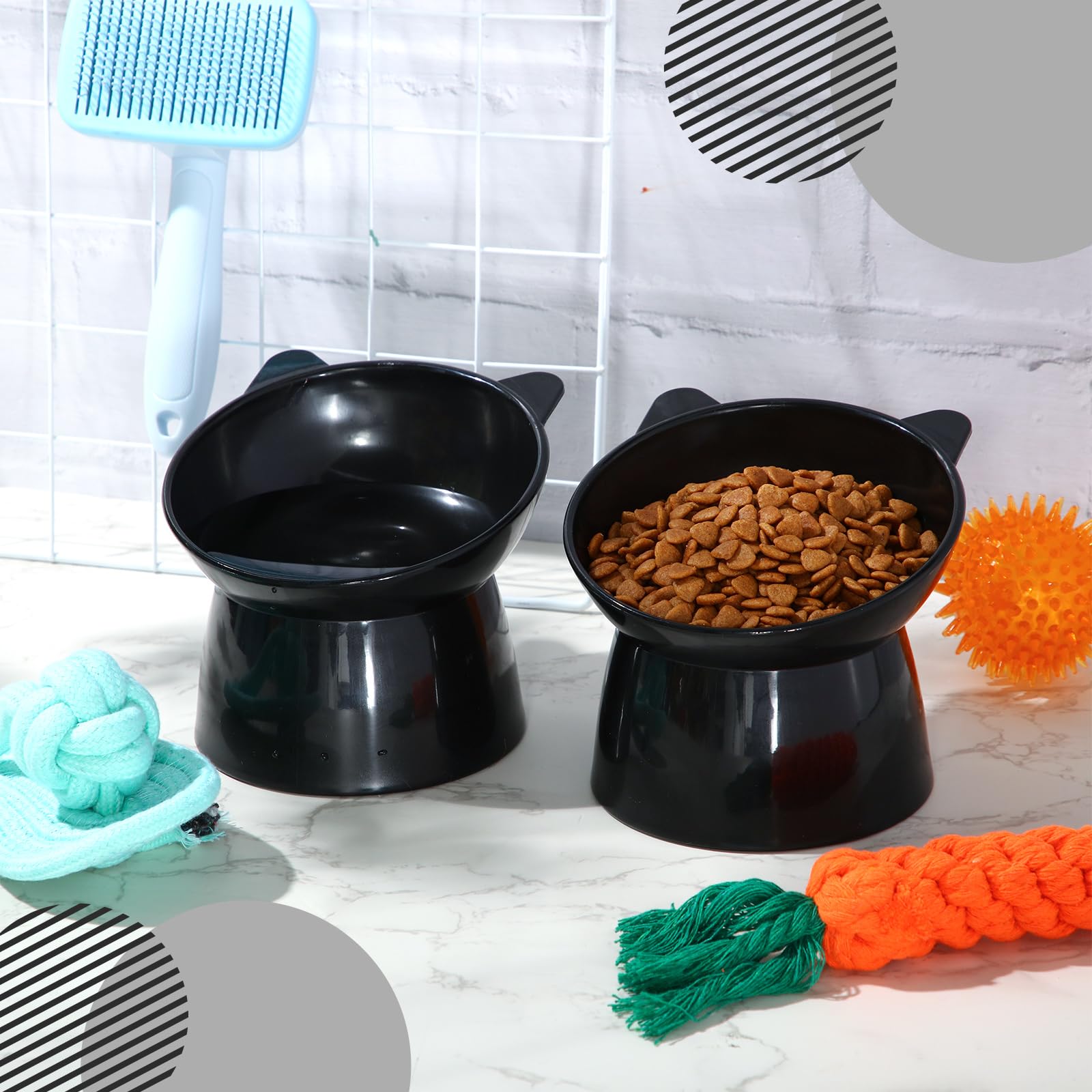 Zhehao cat ears black bowl design adds cute decor while feeding.