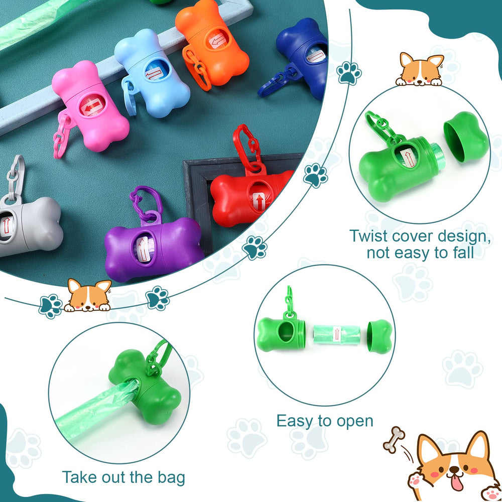 Zhehao colorful set of dog poop bag dispensers for family use.