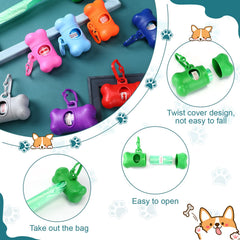 Zhehao colorful set of dog poop bag dispensers for family use.