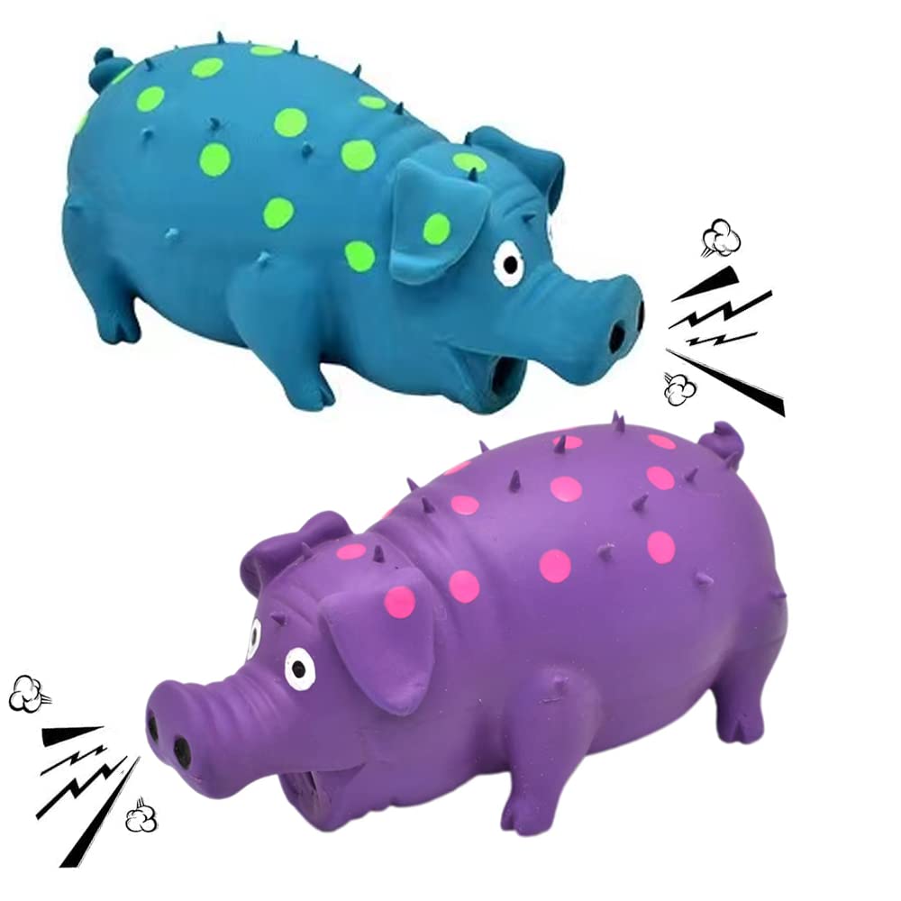 ZHENJIER squeaky pig dog toy pair for interactive play.