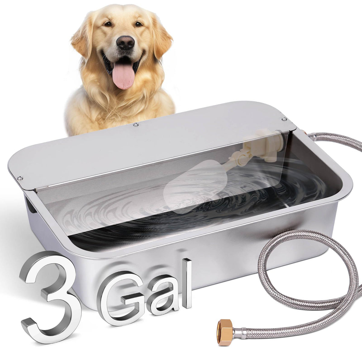 ZHEQOGZH 3-Gallon auto water dispenser with stainless steel bowl, durable and easy to clean.