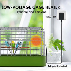 ZHEQOGZH bird cage heater plugged in ready to warm the coop
