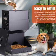 ZHEQOGZH canopy-over-food-tray demonstrates weather protection for dry kibble.