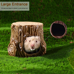 Zhilishu ceramic hamster hideout side view, durable material resists chewing.