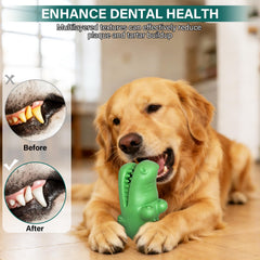 Close-up of alligator-shaped ZhoJee toy with textured surface for teeth cleaning.