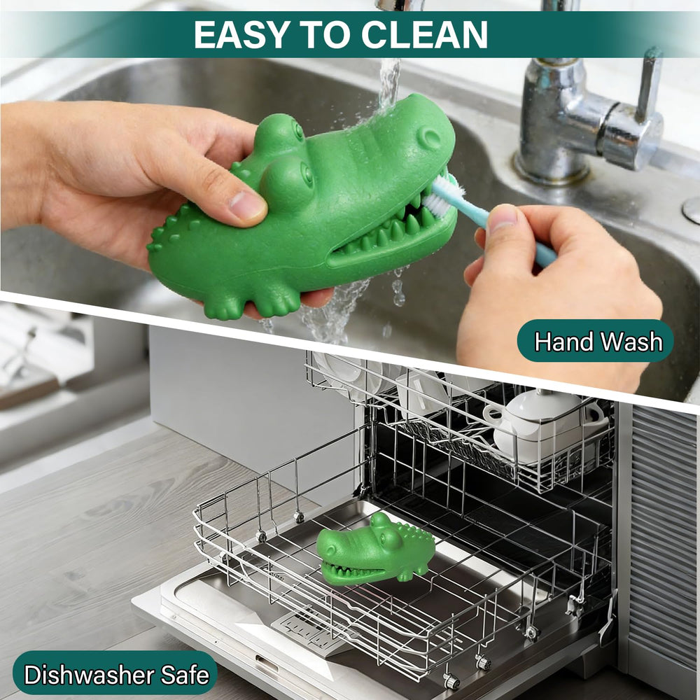 ZhoJee dishwasher-safe dog toy for easy cleaning after snack sessions.