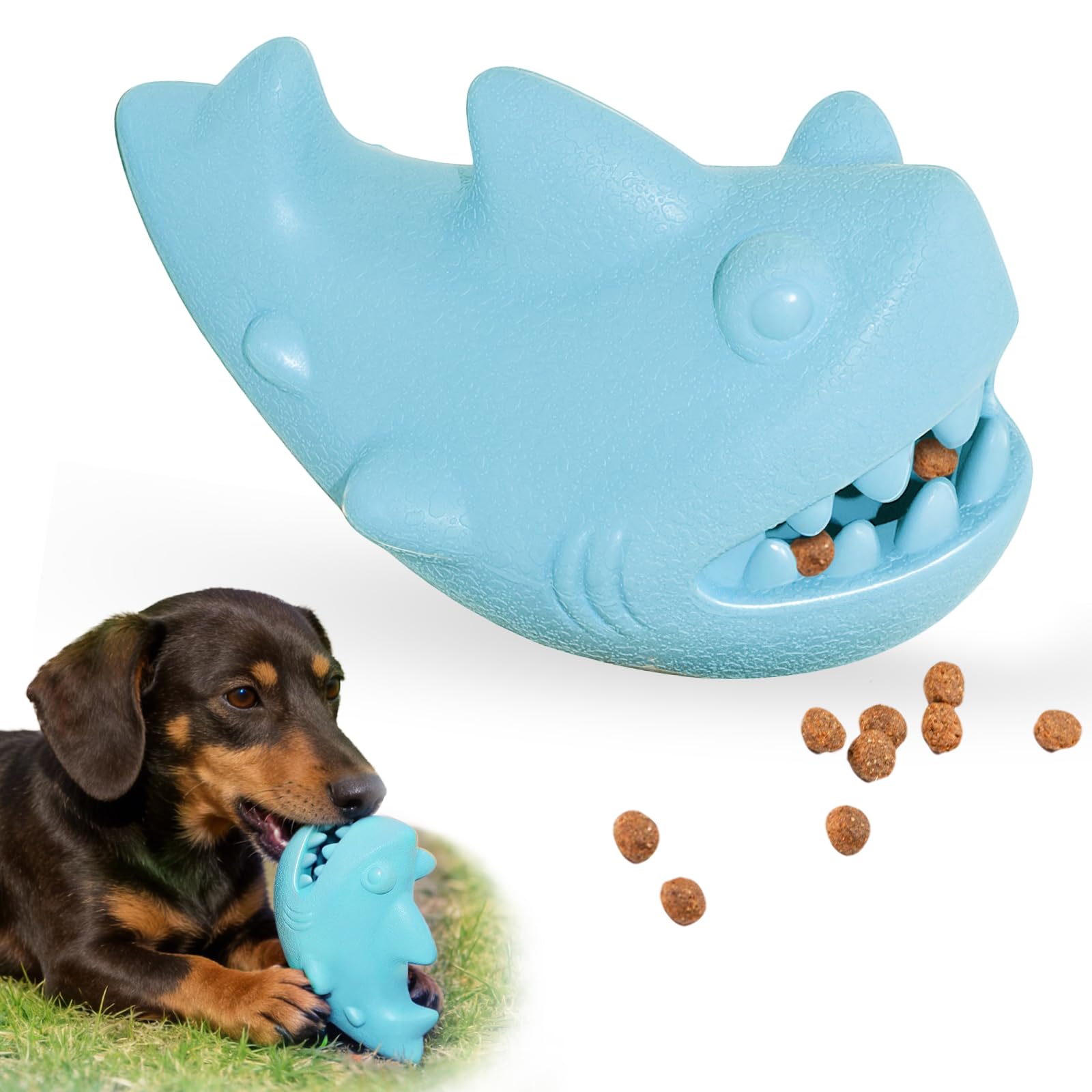 ZhoJee treat-dispensing dog toy in durable natural rubber for long-lasting chewing