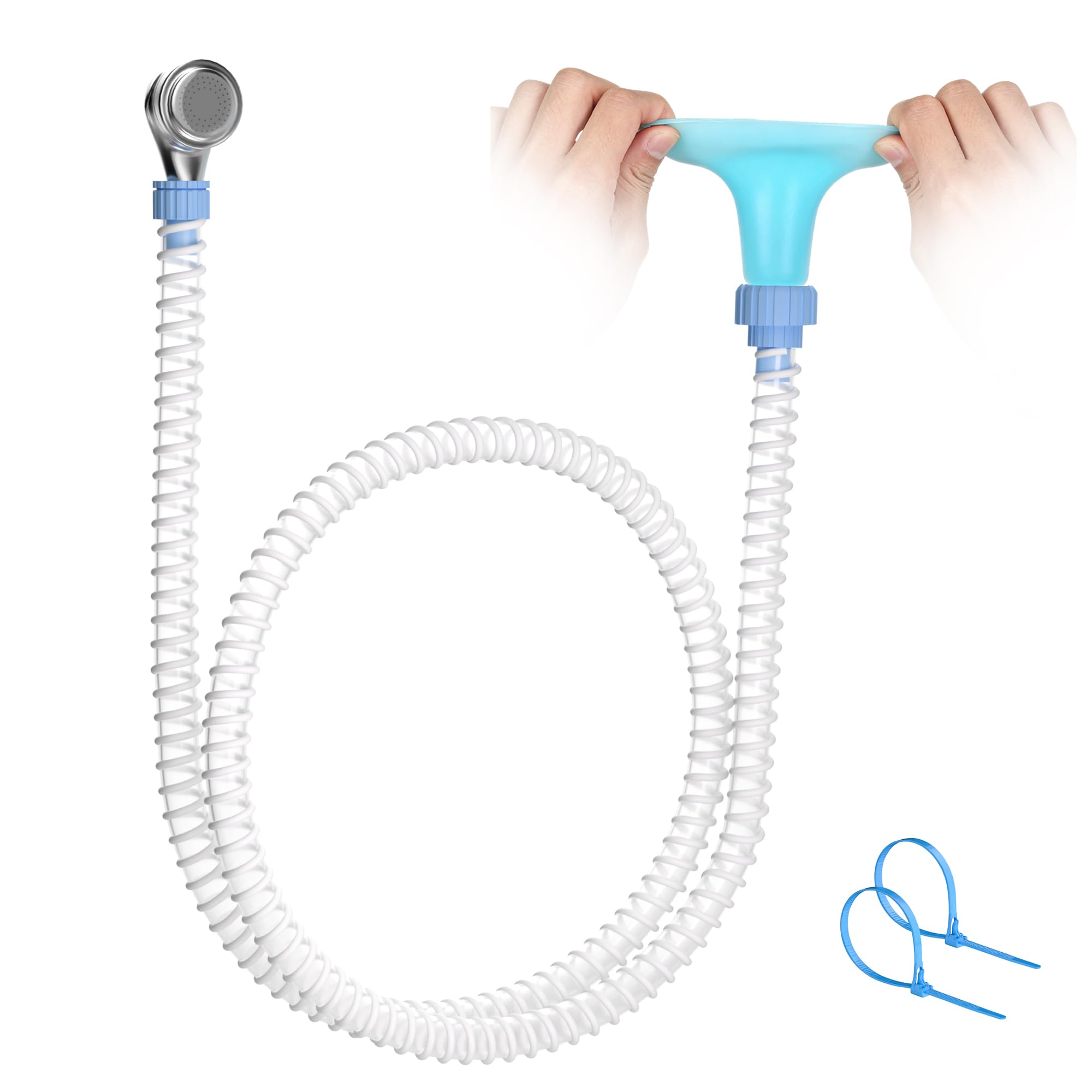 Zhongpu Reach slip-on sprayer attached to faucet with 6ft hose for pet bathing.