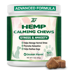 ZiehooGe Calming Chews bottle closeup for stress relief in noisy environments.