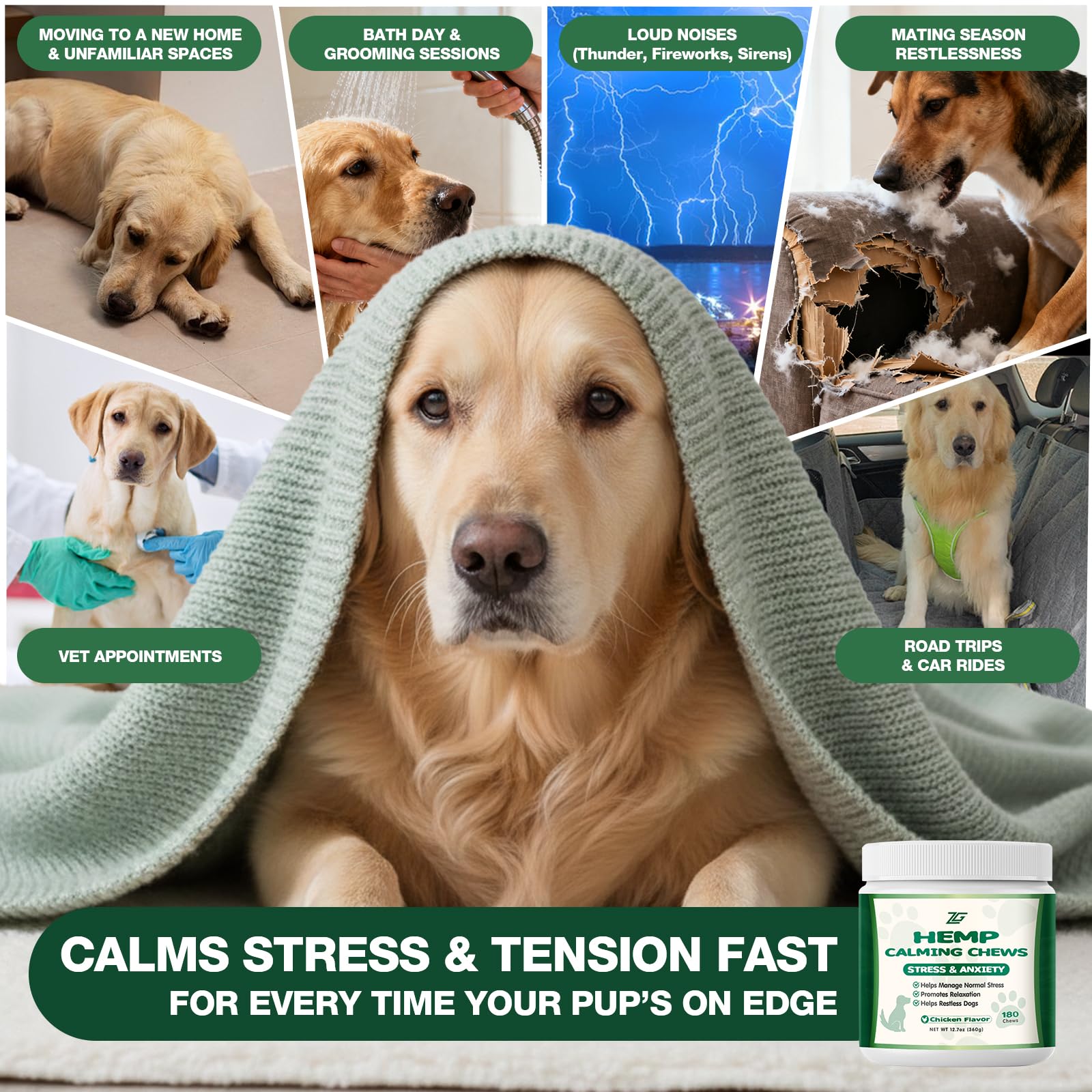 ZiehooGe Calming Chews dog treat closeup for daily relaxation.