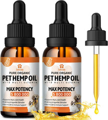 ziehooGe hemp oil for dogs and cats bottle front view highlighting organic formula