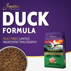 Zignature Duck ingredient close-up highlighting primary duck protein for sensitive digestion