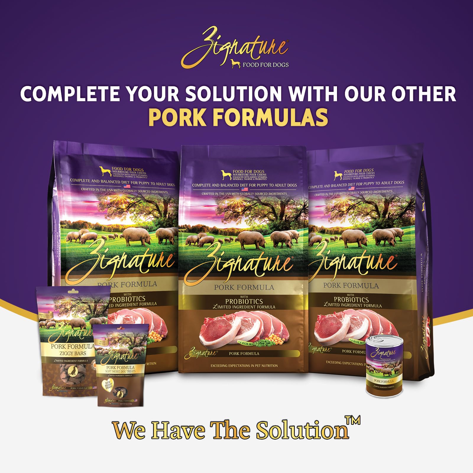 Zignature Pork Limited Ingredient Formula bag ideal for rotational diets